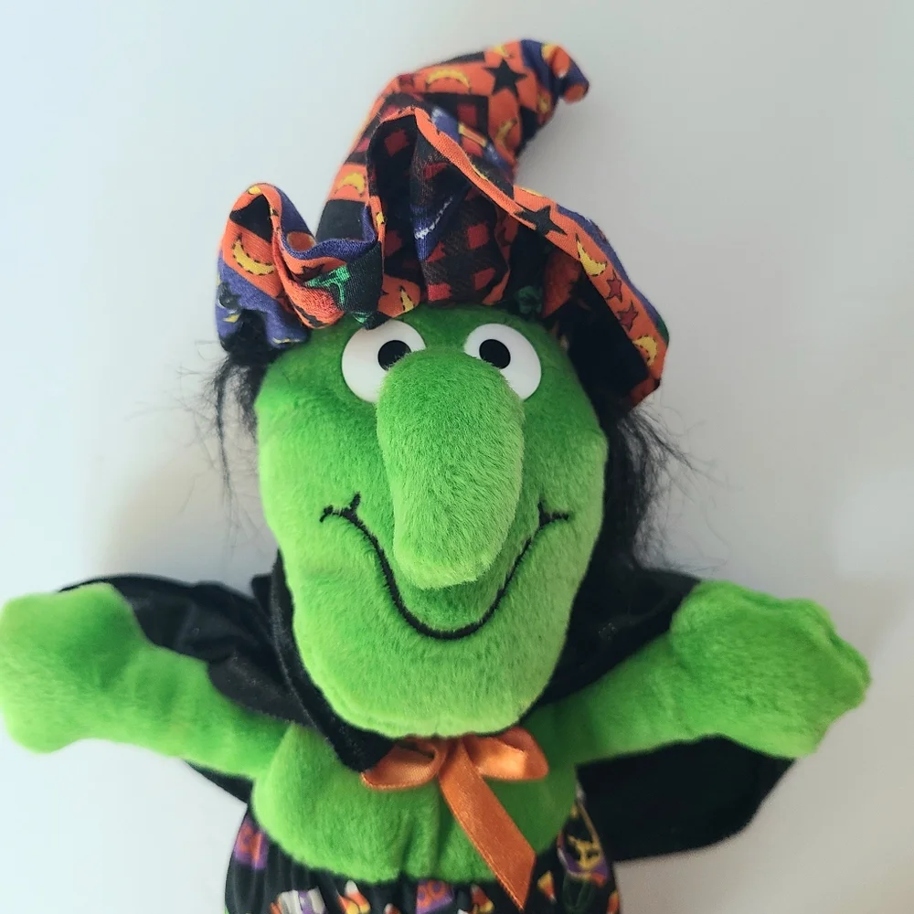 Whimsical Chosun Halloween Witch Plush Stuffed Doll Shelf Sitter Pumpkin Toy Vtg